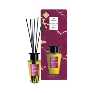 Imagen de AMBAR Ambientador perfumador de varillas (Mikado premium), con aroma a frutos rojos y vainilla 85 ml.