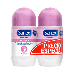 Imagen de SANEX Invisible Desodorante roll-on para mujer con protección antitranspirante hasta 48 horas 2 x 50 ml.