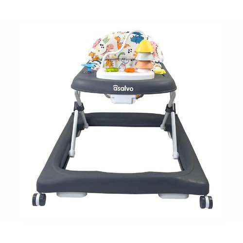 ASALVO Andador básico fun Dino, color gris, para bebés entre 6 y 18 meses, regulable en tres alturas