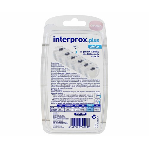 INTERPROX Cepillo interdental cónico, talla 4 (M) de 4,3-1,5 milimetros INTERPROX 6 uds