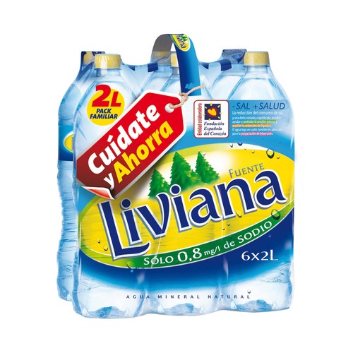 FUENTE LIVIANA Agua mineral pack de 6 uds. de botellas de 2 l.