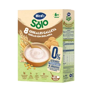 HERO Solo Papilla de 8 cereales y galleta a partir de 6 meses 340 g.