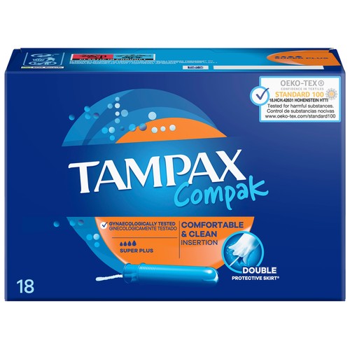 TAMPAX Tampones super plus con aplicador TAMPAX Compak 18 uds
