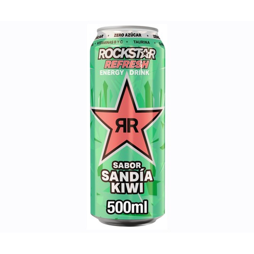 Bebida energética sabor sandía y kiwi ROCKSTAR 500 ml.