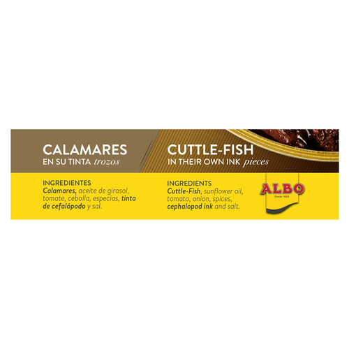 ALBO Calamares en su tinta en trozos ALBO lata de 72 g.