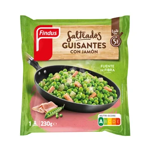 FINDUS Salteados Guisantes con jamón, listos para calentar y comer 230 g.