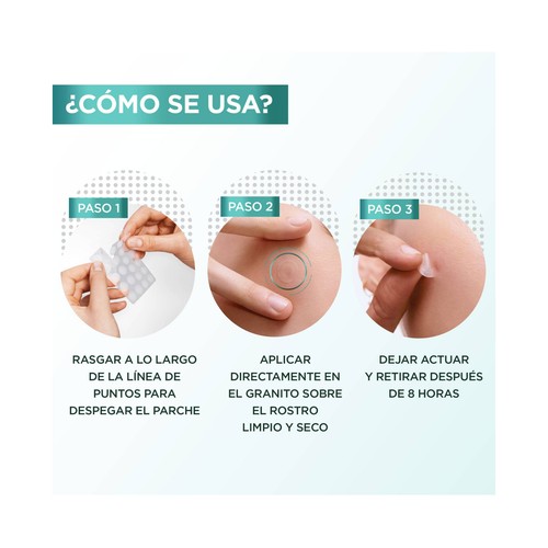 GARNIER Pure active Parches anti-granos (10 y 12 mm) invisibles 8 horas 22 uds.