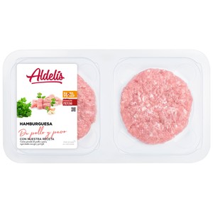 Imagen de Bandeja de hamburguesas mixtas (pavo y pollo) ALDELÍS 4 x 80 g.