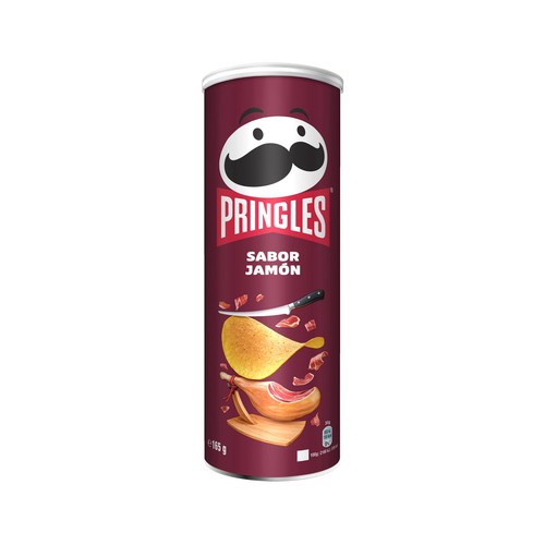 PRINGLES Patatas con forma de teja y sabor a jamón bote de 165 g.