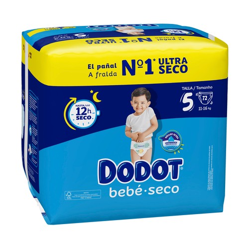 DODOT Bebé-seco Pañales talla 5 (11-16 kg) 72 uds.
