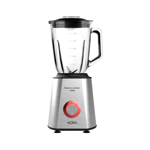 Batidora de vaso SOLAC Beauty And The Beats 1500, 1500W, 2 velocidades, jarra de cristal 1,5L.