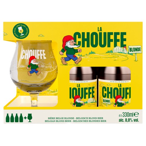 LA CHOUFFE Lote de cervezas 4x33 cl + copa.