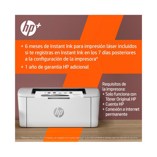 Impresora láser HP Laserjet M110we 7MD66E, WiFi, 6 meses Instant Ink con HP+.