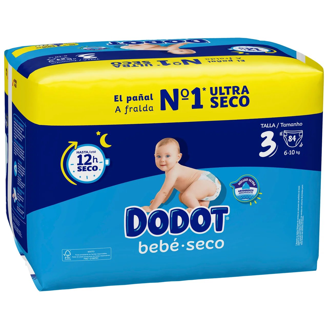 DODOT Bebé-seco Pañales talla 3 (6 a 10 kg) 84 uds.