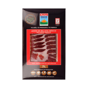 ALCAMPO PRODUCCIÓN CONTROLADA Jamón de bellota ibérico (50% raza ibérica) ALCAMPO PRODUCCIÓN CONTROLADA 80 g.