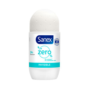 SANEX Desodorante roll on para mujer con protección antitranspirante hasta 24h SANEX Zero % invisible 50 ml.