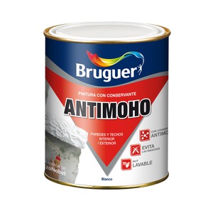 Bote de 0.75 litros de pintura antimoho para uso interior o exterior, de color blanco BRUGUER.