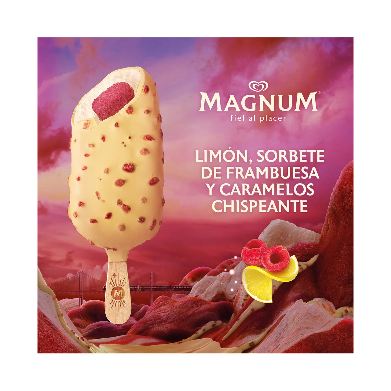 Euphoria de Frigo Mini bombón helado de limón, frambuesa y chocolate blanco 6 x 55 ml.