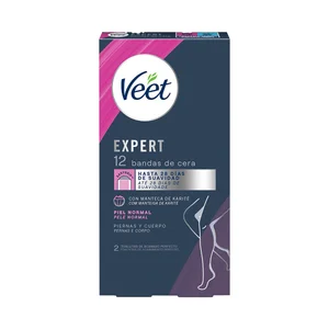 VEET Expert Bandas de cera para piernas y cuerpo, piel normal 12 uds.