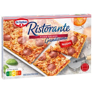 Imagen de DR. OETKER Ristorante grandissima Pizza congelada de masa fina con tomate, salami y queso 540 g.