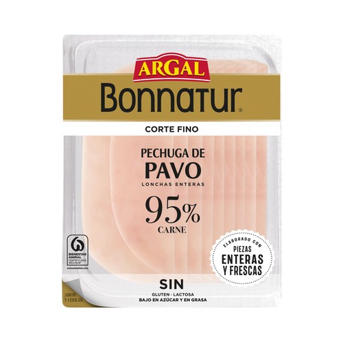 ARGAL Bonnatur Corte fino Pechuga de pavo cortada en lonchas enteras 115 g.