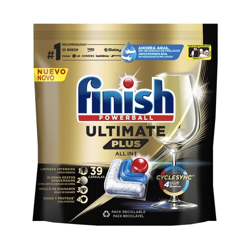 FINISH Ultimate plus Detergente lavavajillas a máquina 39 uds. 560 g.