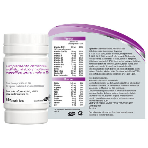 MULTICENTRUM Complemento nutricional específico para mujeres de más de 50 años MULTICENTRUM Mujer 50+ 90 uds.