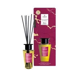 AMBAR Ambientador perfumador de varillas (Mikado premium), con aroma a frutos rojos y vainilla 85 ml.