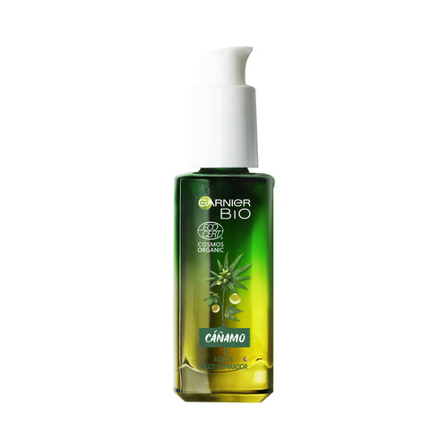 Aceite de noche para rosro, con acción multi reparadora, especial pieles estresadas y / o sensibles GARNIER Bio 30 ml.