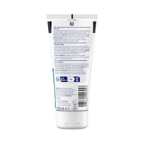 NEUTRÓGENA Crema fórmula noruega de pies, hidratante de textura ligera y rápida absorción, para pies normales a secos 100 ml.