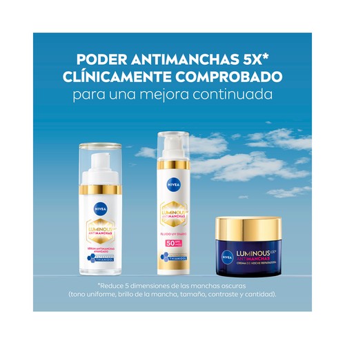 NIVEA Luminous 630º Tratamiento antimanchas con sérum facial y fluido UV diario.