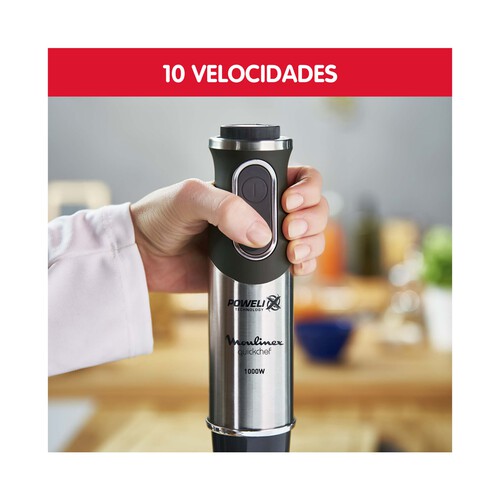 Batidora de mano MOULINEX DD6558, 1000W, 10 velocidades, incluye vaso y accesorios. 