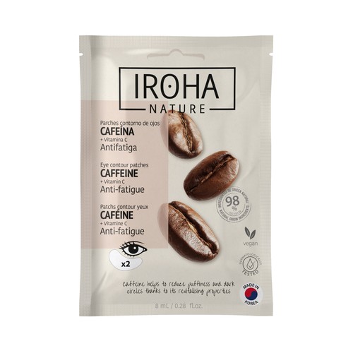 IROHA NATURA Parches antifatiga para el contorno de ojos con cafeína y vitamina C 2 uds.