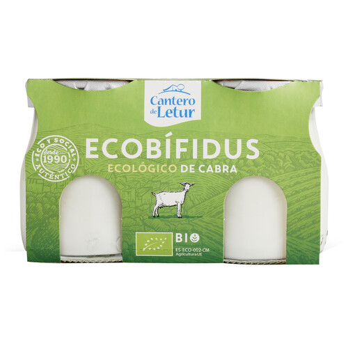Yogur ecológico de cabra CANTERO DE LETUR pack 2 x 125 g.