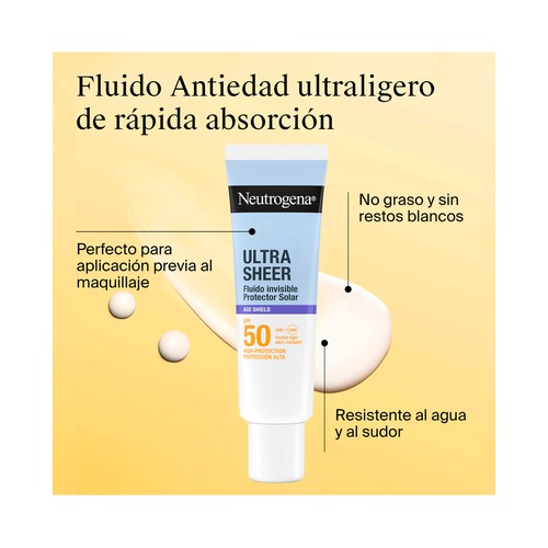 NEUTROGENA Ultra sheer Protector solar invisible con acción anti edad y FPS 50 (muy alto) 50 ml.