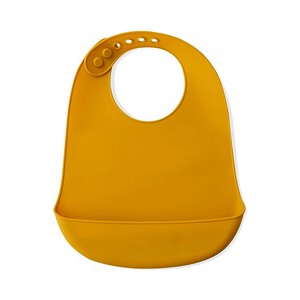 Imagen de Babero silicona INTERBABY con recogemigas de 23x28,5x2cm, color mostaza.