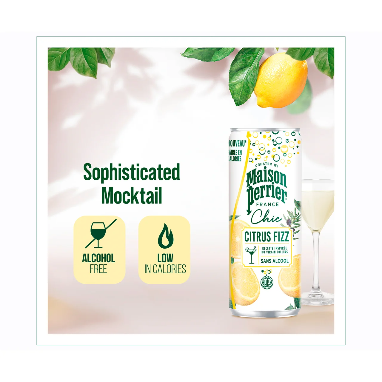 Bebida con gas y sabor a limón y hierbas lata 25 cl.