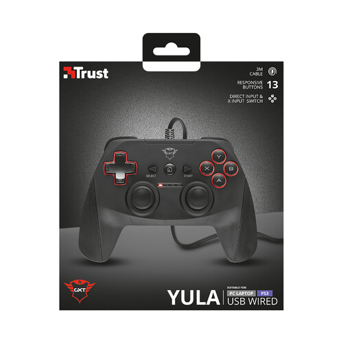 Mando gaming TRUST GXT 540 Yula, 13 botones, 2 joysticks, cable 3m., Compatible PC / PS3.