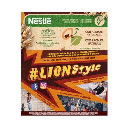 NESTLÉ LION Cereales rellenos con con chocolate y caramelo 360 g.