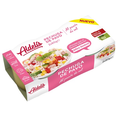 ALDELÍSPechugadepavoenconservaalpuntodesal2uds.x80g.