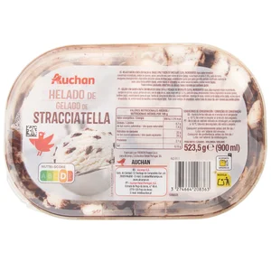 AUCHAN Tarrina de helado de stracciatella 900 ml. Producto Alcampo