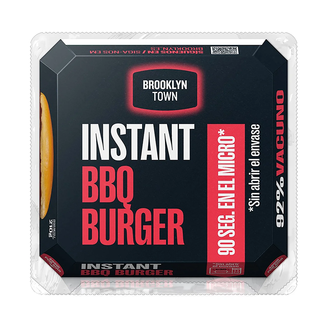 Instant Hamburguesa barbacoa con un 92% carne de vacuno 210 g.