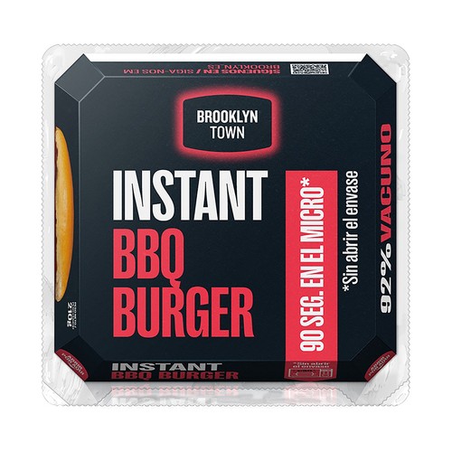 BROOKLYN TOWN Instant Hamburguesa barbacoa con un 92% carne de vacuno 210 g.