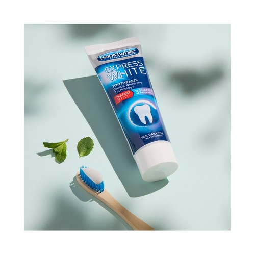 RAPID WHITE Express white Pasta de dientes de uso diario, con tecnología blanqueadora de efecto inmediato 75 ml.