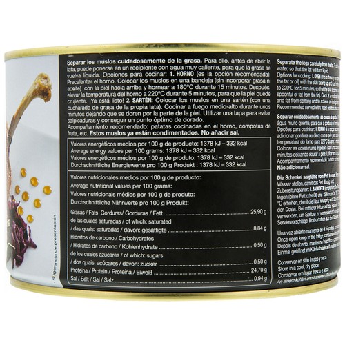 MALVASIA Confit de pato 4 muslos 700 g.