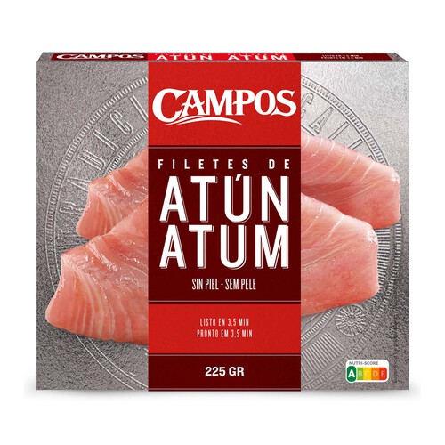 CAMPOS Filetes de atún sin piel, congelados CAMPOS 225 g.
