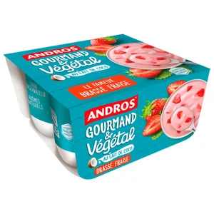 ANDROS Gourmand & vegetal Producto vegetal a base de coco con fresa 4 x 100 g.