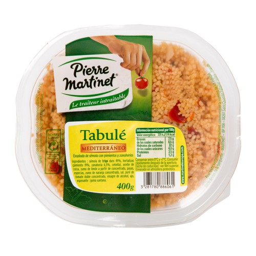 PIERRE MARTINET Tabulé mediterraneo (ensalada de sémola con pimientos y zanahorias) PIERRE MARTINET 400 g.