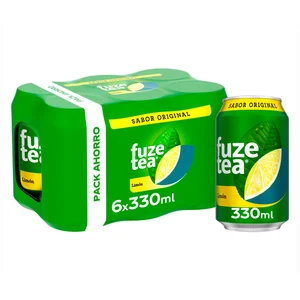 FUZE TEA Bebida té limón original pack 6 latas de 330 ml.