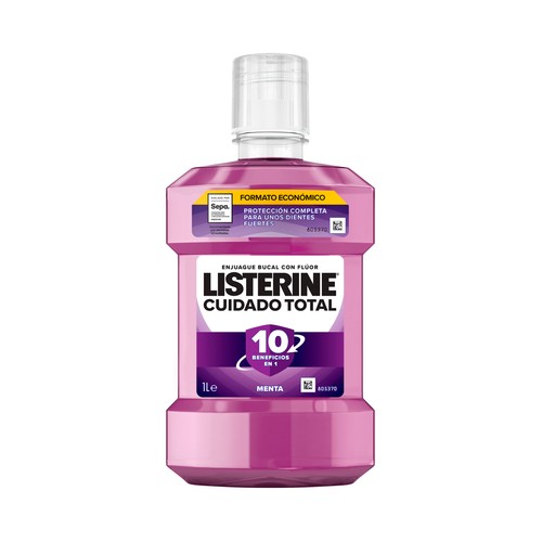 LISTERINE Cuidado total Enjuague bucal de uso diario con sabor a menta 1 l.